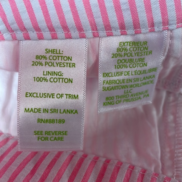 Lilly Pulitzer Womens shorts 10 pink white striped Kelly seersucker pink tropics - Picture 6 of 10